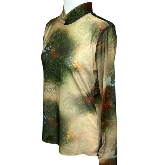 Mesh Printed Semi Sheer Blouse - Picture 2 of 5